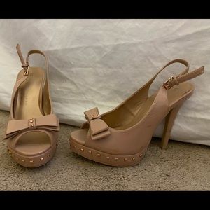 Lauren Conrad blush studded bow sling-back heel